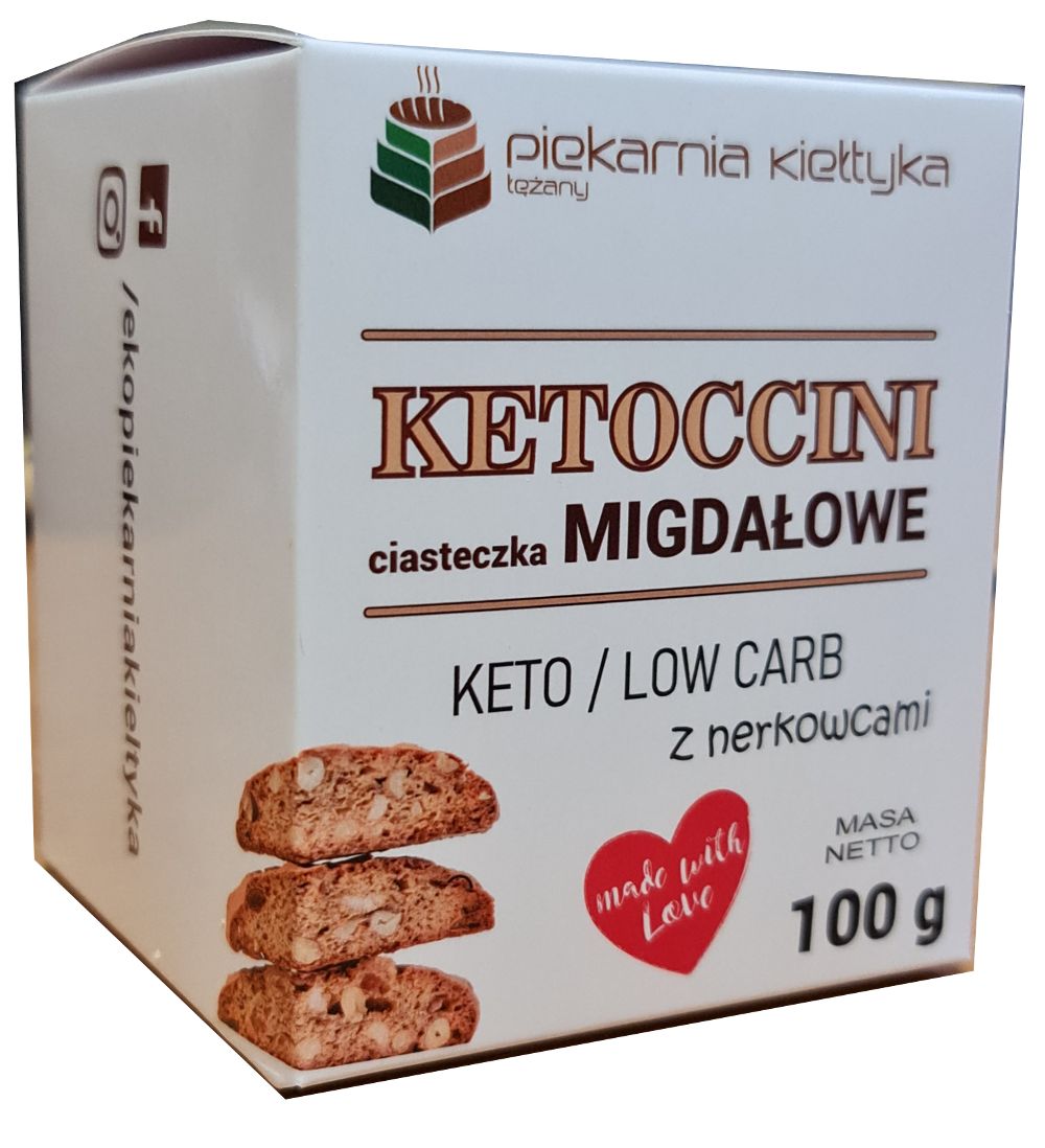 Ciasteczka migdałowe KETOCINNI z nerkowcami 100 g KETO LC ERLI pl