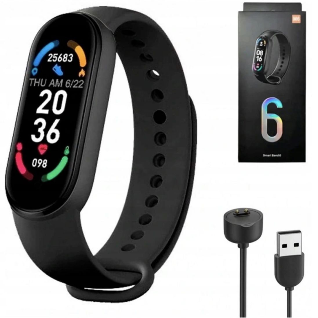 Zegarek SmartBand M6 Band Opaska Sportowa Fitness Czarna ERLI Pl