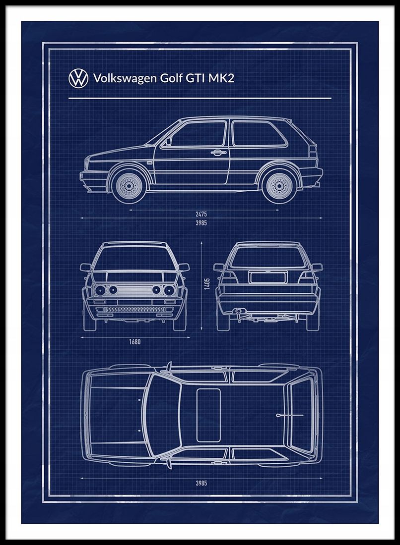 Plakat A Schemat Volkswagen Golf Gti Mk Erli Pl