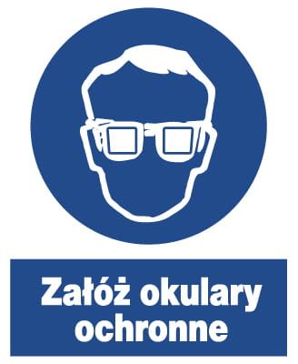 ZNO 2 ZNAK BHP NAKAZU ZAŁÓŻ OKULARY OCHRONNE ERLI pl