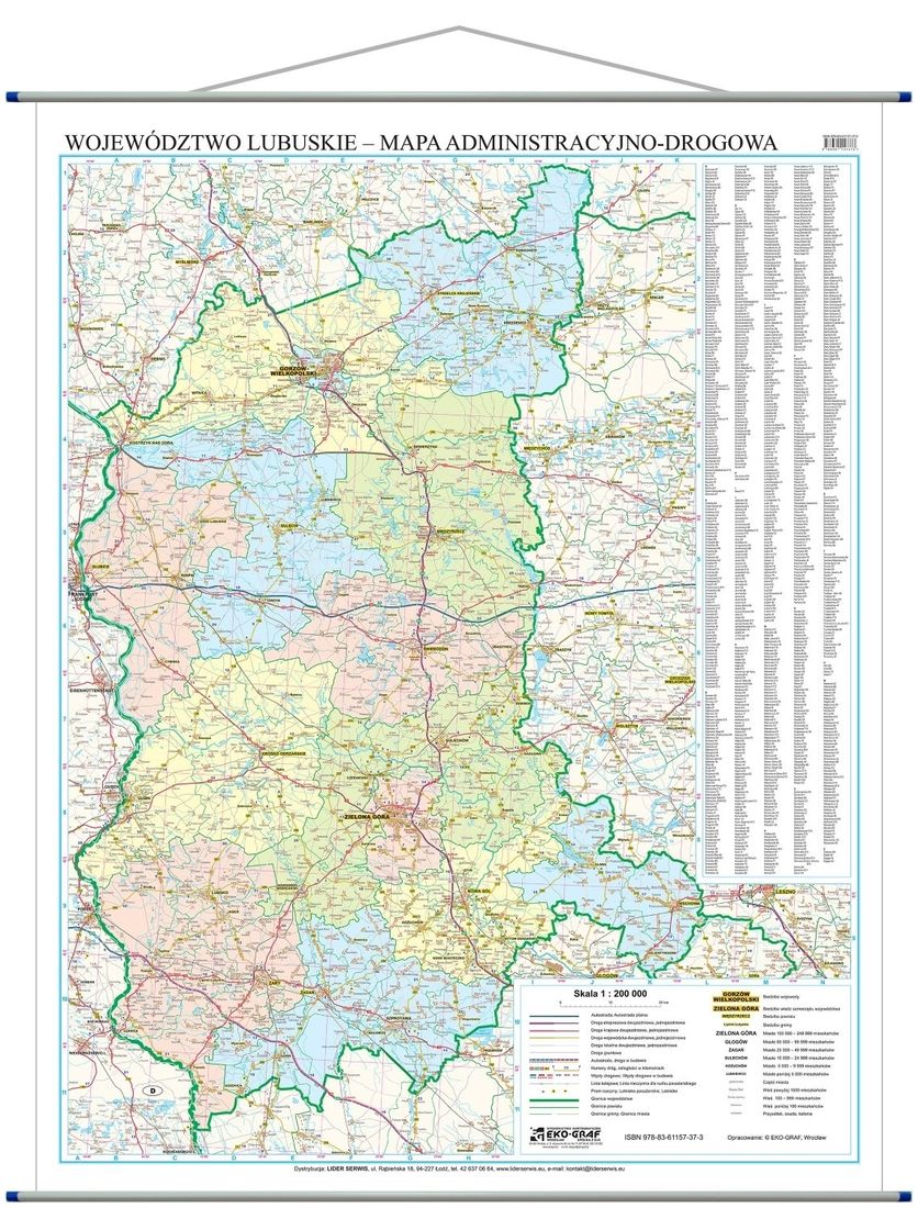 Lubuskie Mapa Cienna Adm Drog Laminowana Erli Pl