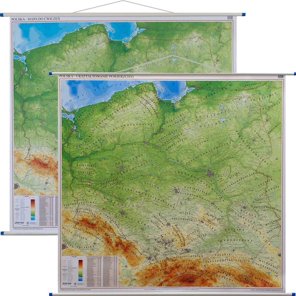 POLSKA MAPA ŚCIENNA FIZYCZNA 2 STRONY SZKOLNA ERLI pl