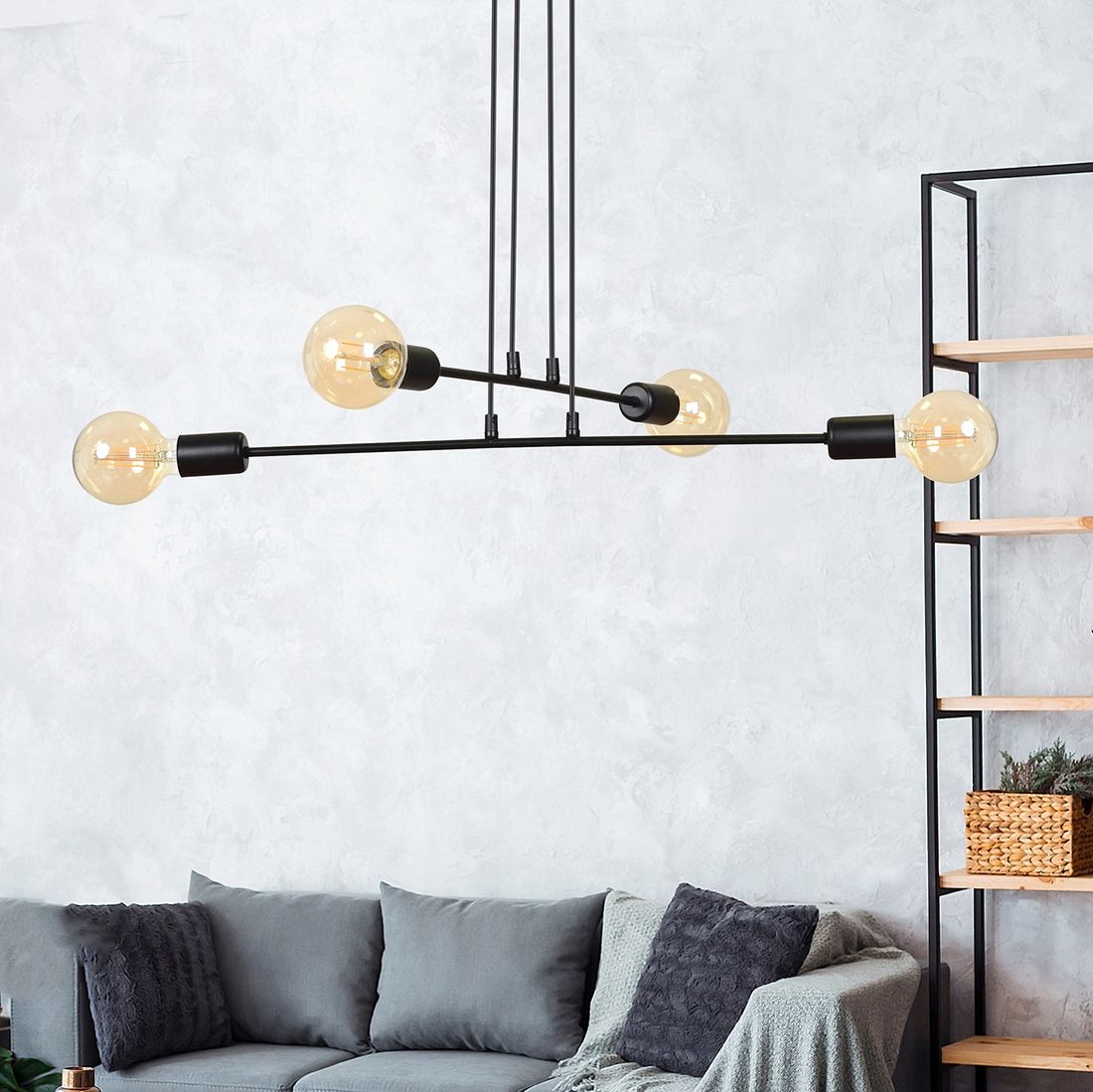 Multipo Black Lampa Wisz Ca Loft Regulowana Oryginalny Design