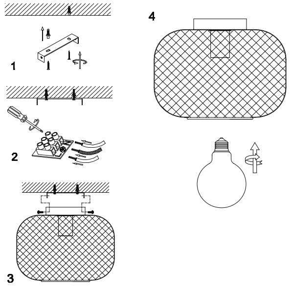 Loftowa Lampa Sufitowa Mesh Lucide Metalowa Oprawa Drut