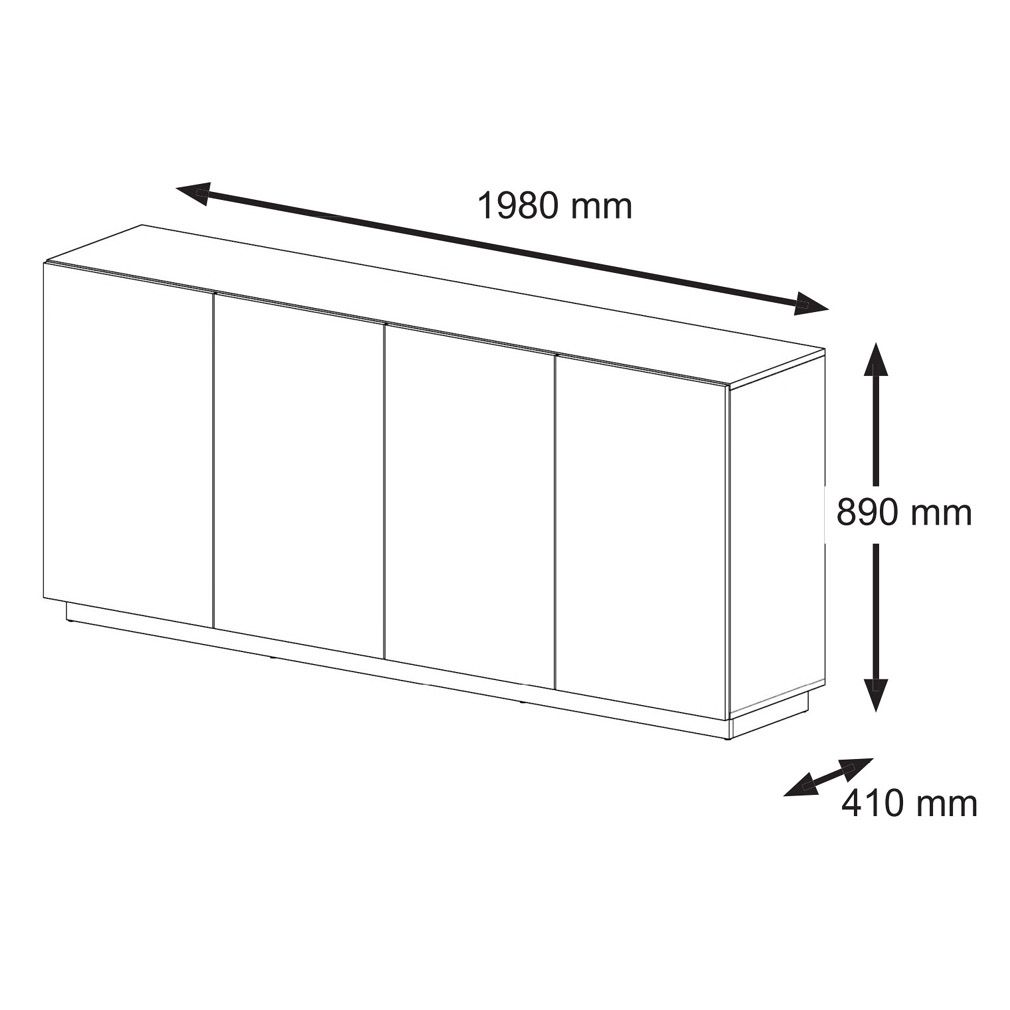 Komoda AURA 4D 198 cm dąb artisan czarny ERLI pl