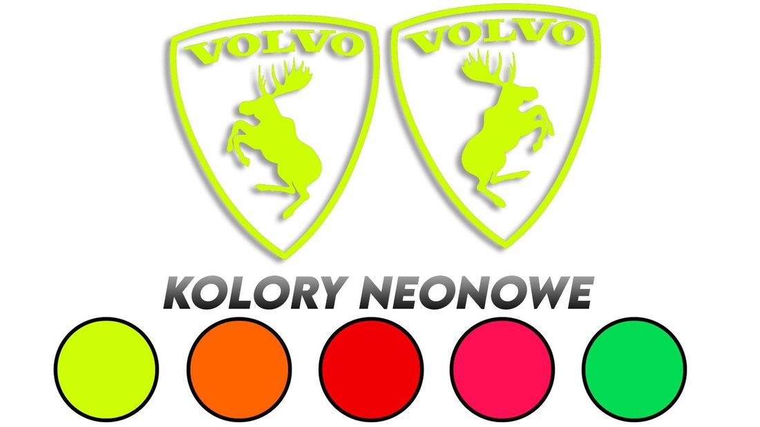 Wycinane naklejki ŁOŚ VOLVO lewa i prawa komplet kolory neonowe ERLI pl