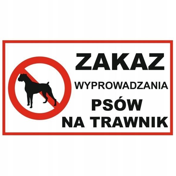 Tabliczka ZAKAZ WYPROWADZANIA PSÓW NA TRAWNIK duża ERLI pl