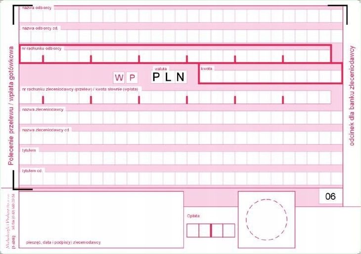 Druk POLECENIE PRZELEWU WP 2 Typ 449 5M Format A6 ERLI Pl