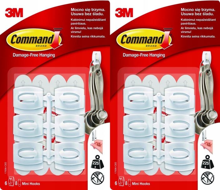 Command 3M mini haczyki 6 szt BIAŁE haki x 2 ERLI pl