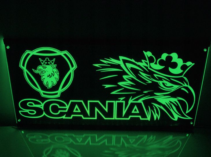 MEGA DUŻA TABLICA NAD ŁÓŻKO TIR SCANIA LOGO LED ERLI pl