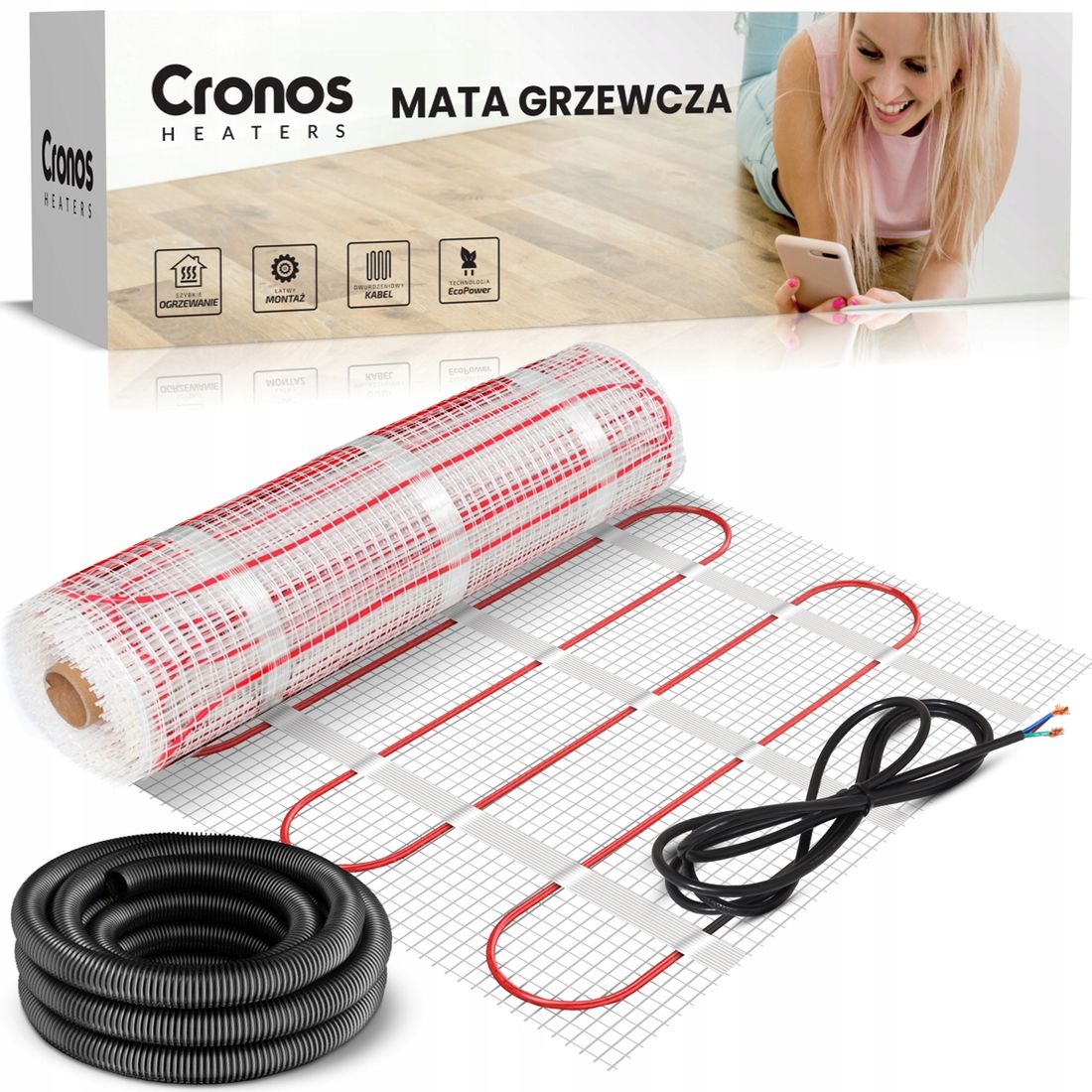 MATA GRZEWCZA OGRZEWANIE PODŁOGOWE 2 m² 200W m² ERLI pl