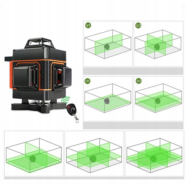 POZIOMICA LASEROWA 360 16 LINII LASER 4D STATYW ERLI Pl