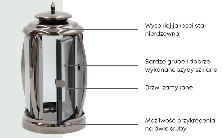 Znicz Metalowy Nierdzewny Kapliczka Czarna LM15 ERLI Pl