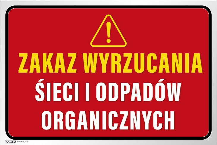 Tabliczka zakaz wyrzucania śmieci i odpadów organicznych 20x30cm ERLI pl