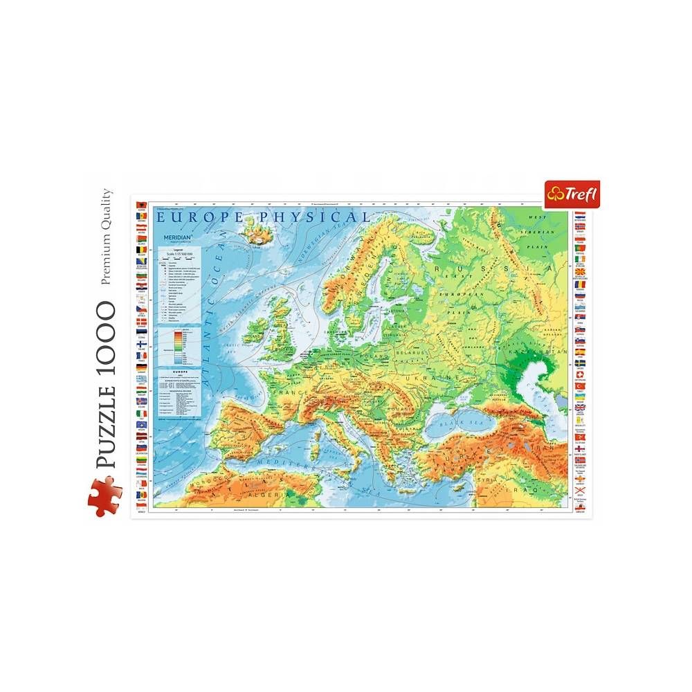 PUZZLE MAPA FIZYCZNA EUROPY EUROPA 1000 EL TREFL ERLI Pl