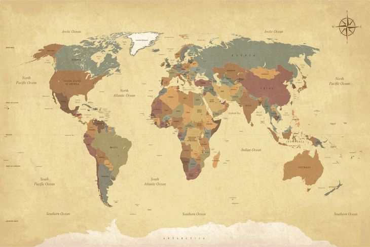 Fototapeta Polityczna Mapa Wiata Vintage X Erli Pl