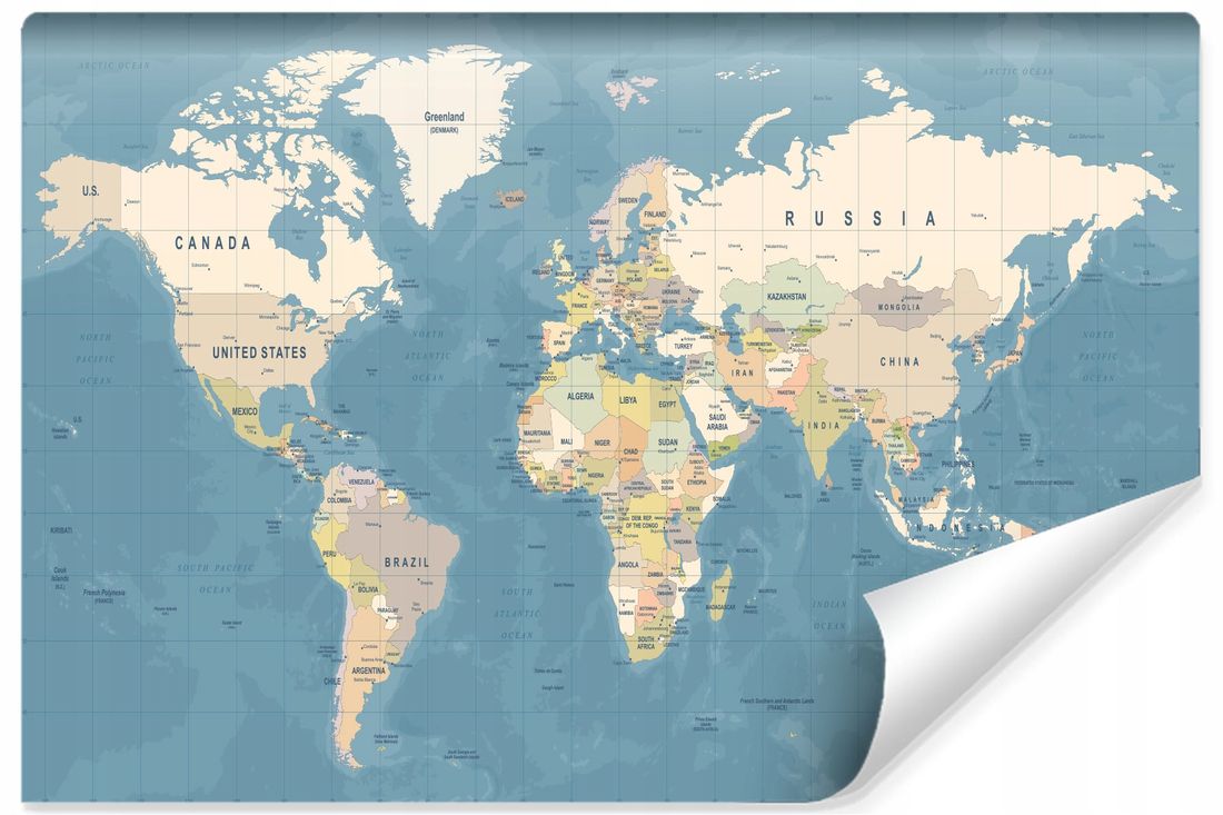 Fototapeta MAPA ŚWIATA Kraje Kontynenty 135x90 ERLI pl