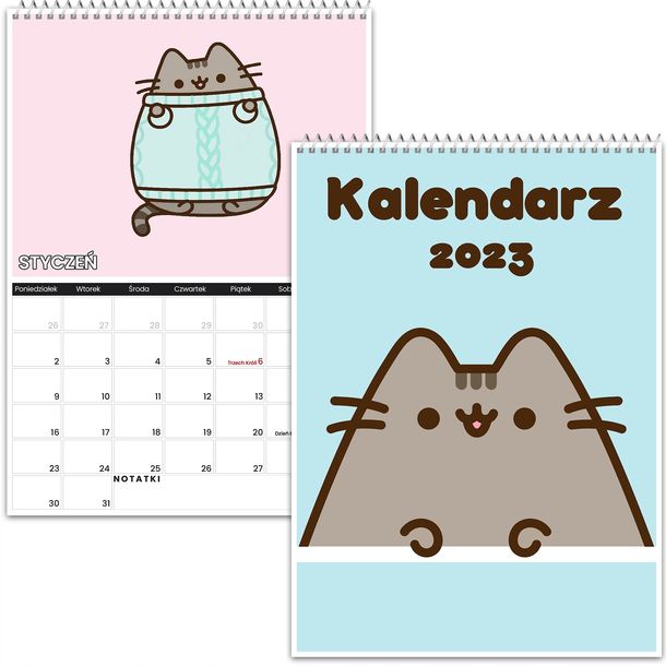 KALENDARZ ŚCIENNY A4 PUSHEEN 2023 Y2 ERLI pl