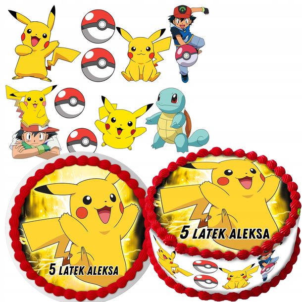 Zestaw Op Atek Na Tort Postacie Pikachu Szt Y Erli Pl