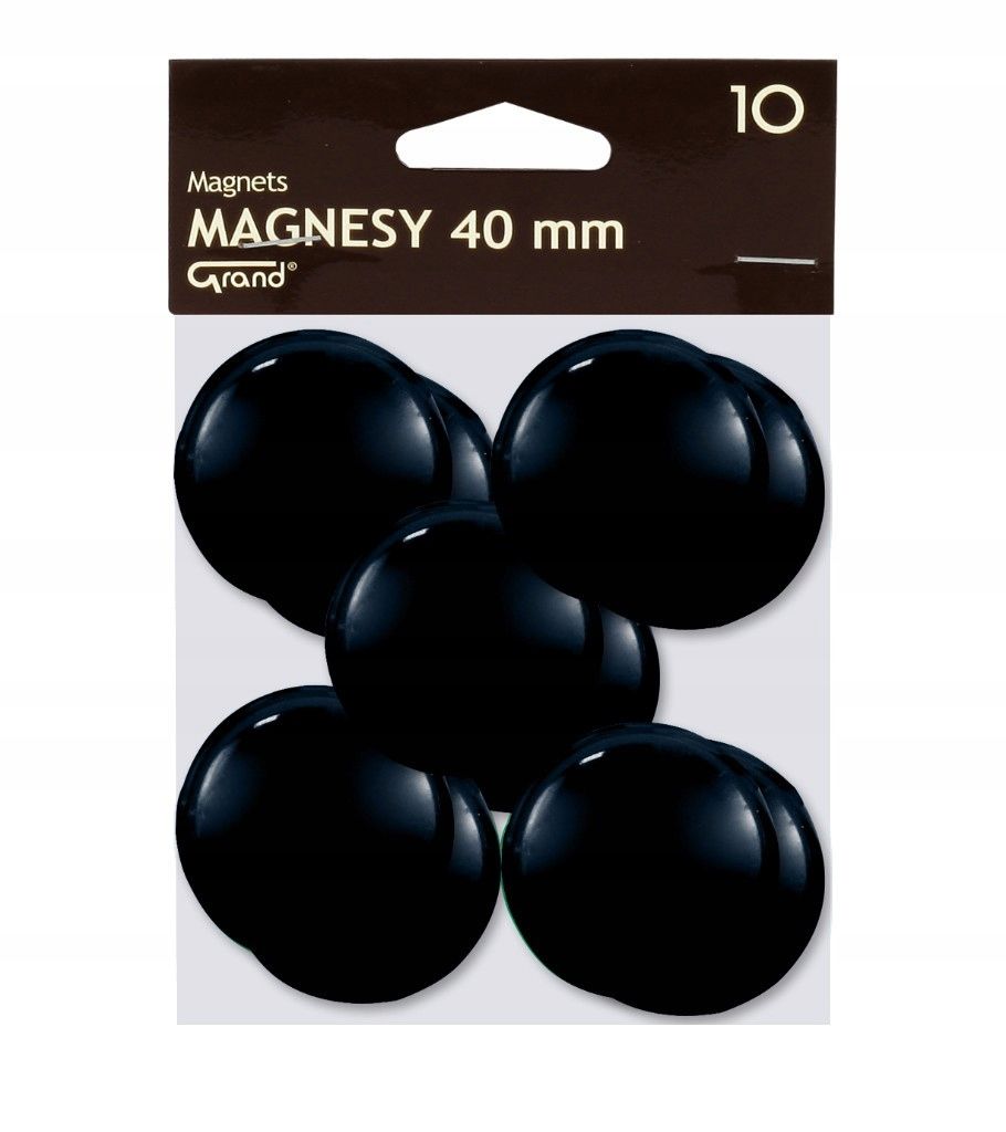 Magnes Biurowy Do Tablic 40mm GRAND Czarny 10szt ERLI Pl