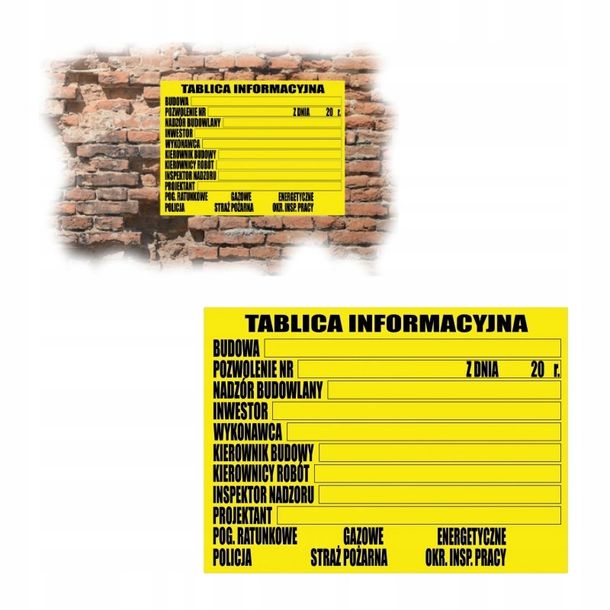 Tablica Budowlana Informacyjna Zewnętrzna 70x60 cm ERLI pl