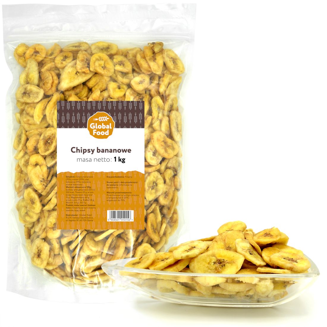 CHIPSY BANANOWE 1kg BANANY SUSZONE 1000g ERLI Pl