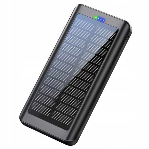 Powerbank Solarny 30000mAh Czarny 2xUSB Latarka ERLI Pl