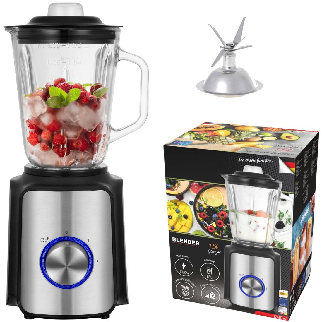 BLENDER KIELICHOWY DO KOKTAJLI 1200W 1 5L SZKLANY MESKO ERLI Pl