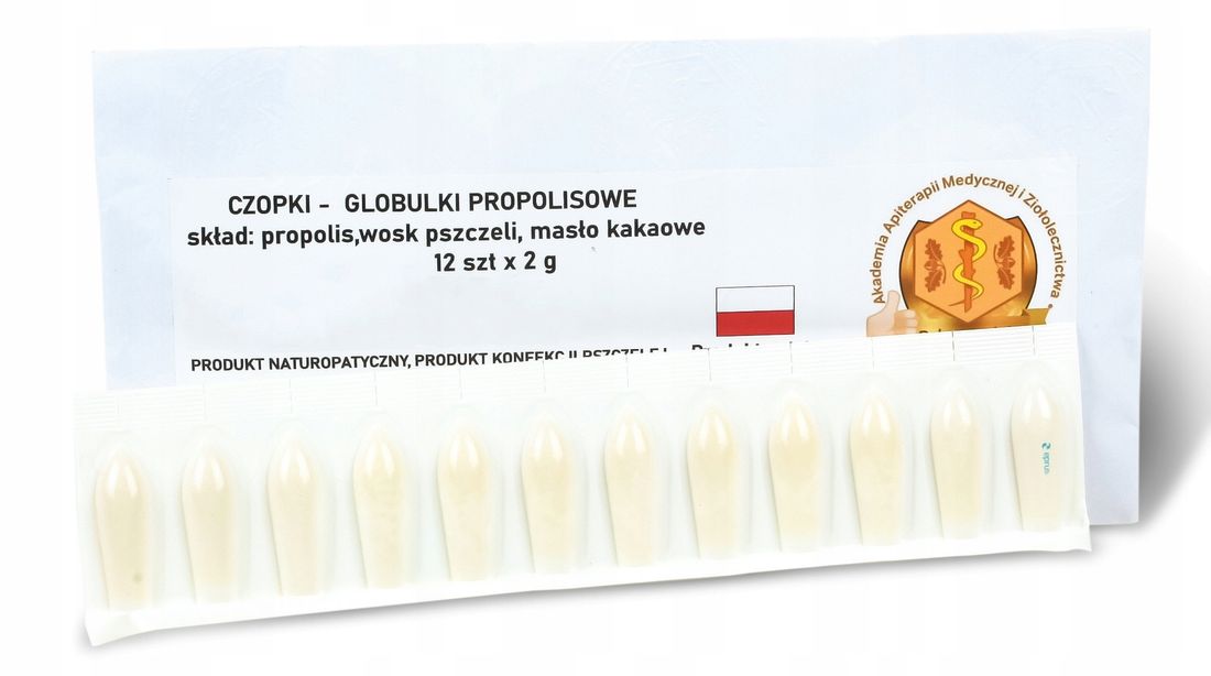 Czopki Globulki Propolisowe 12 Sztuk ERLI Pl