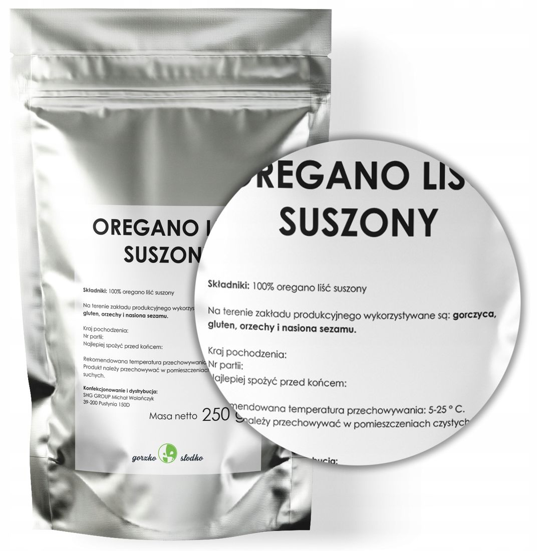 OREGANO SUSZONE LIŚĆ aromatyczna przyprawa 250g ERLI pl