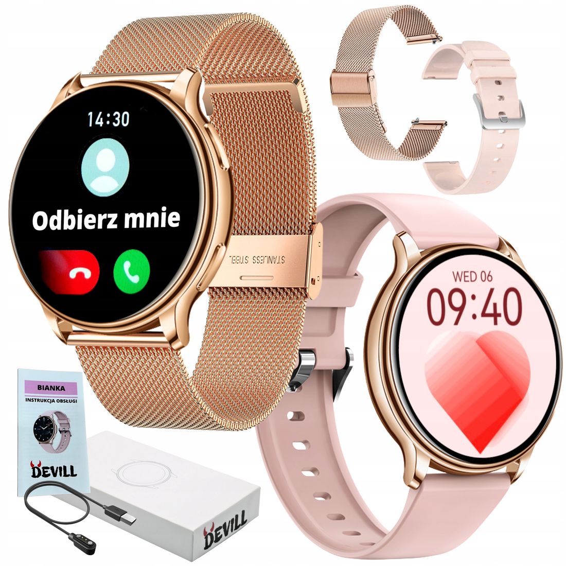 Damski Smartwatch Zegarek Z Funkcja Rozmowy Z Oty Polskie Menu Okr G Y