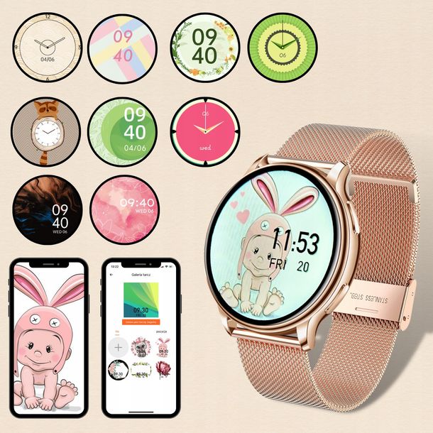 Damski Smartwatch Zegarek Z Funkcja Rozmowy Z Oty Polskie Menu Okr G Y