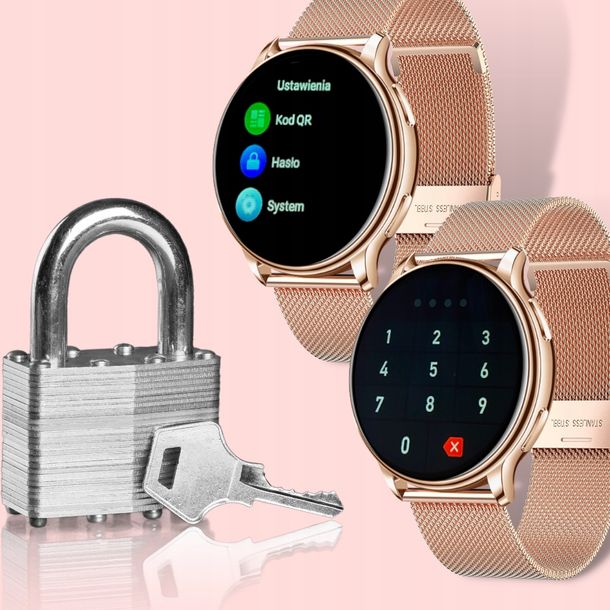 Damski SMARTWATCH Zegarek z Funkcja Rozmowy Złoty Polskie Menu Okrągły