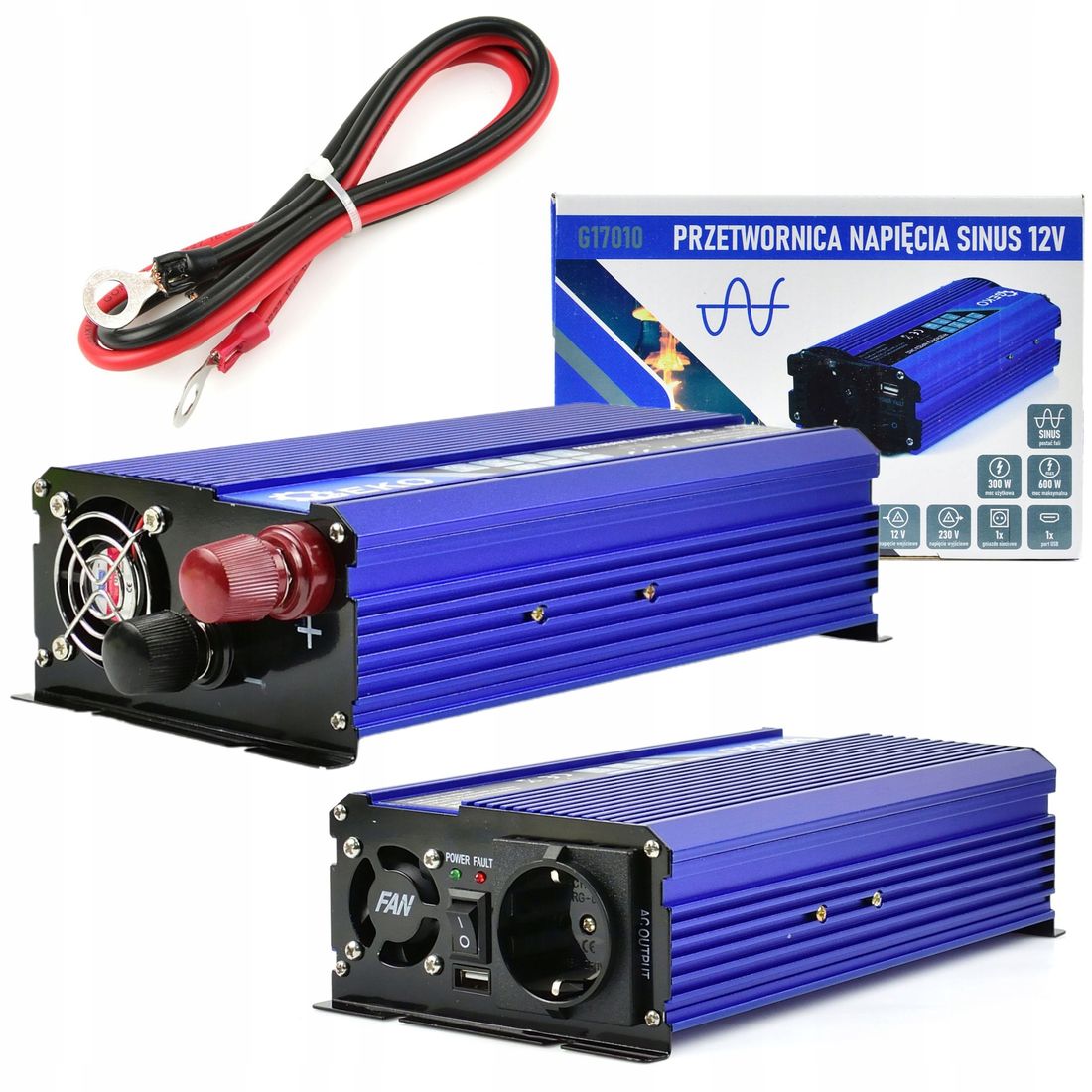 SAMOCHODOWA PRZETWORNICA NAPIĘCIA 12V 230V 1000W ERLI pl