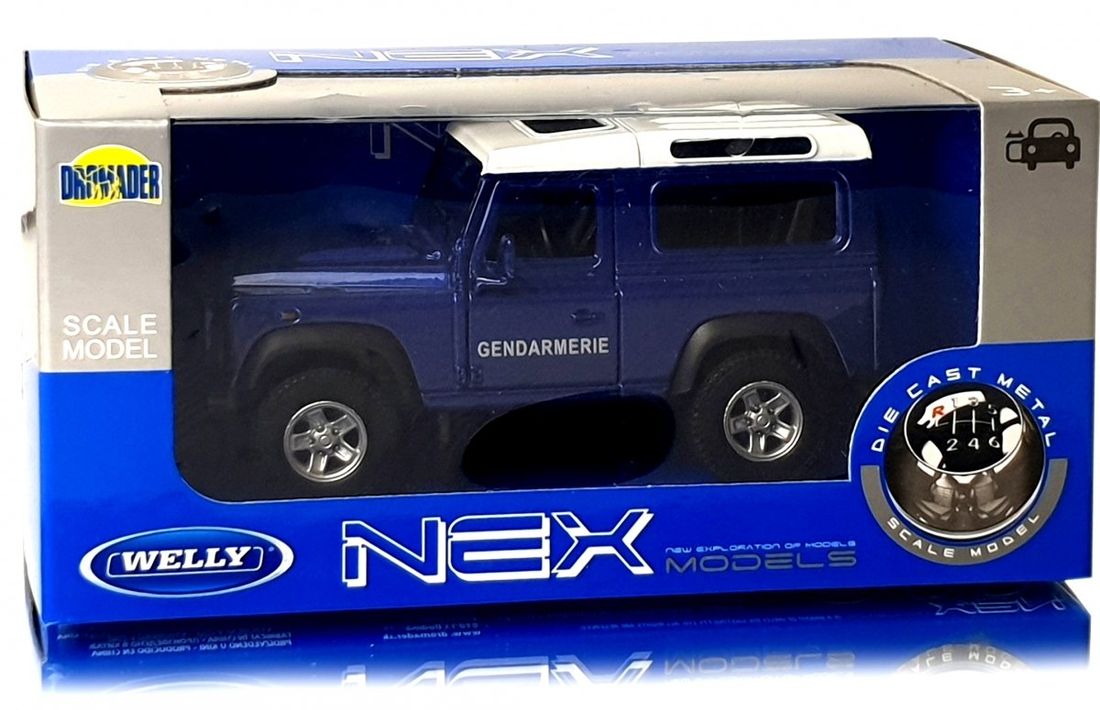 LAND ROVER DEFENDER GENDARMERIE Model Welly METALOWY 1 34 ERLI Pl