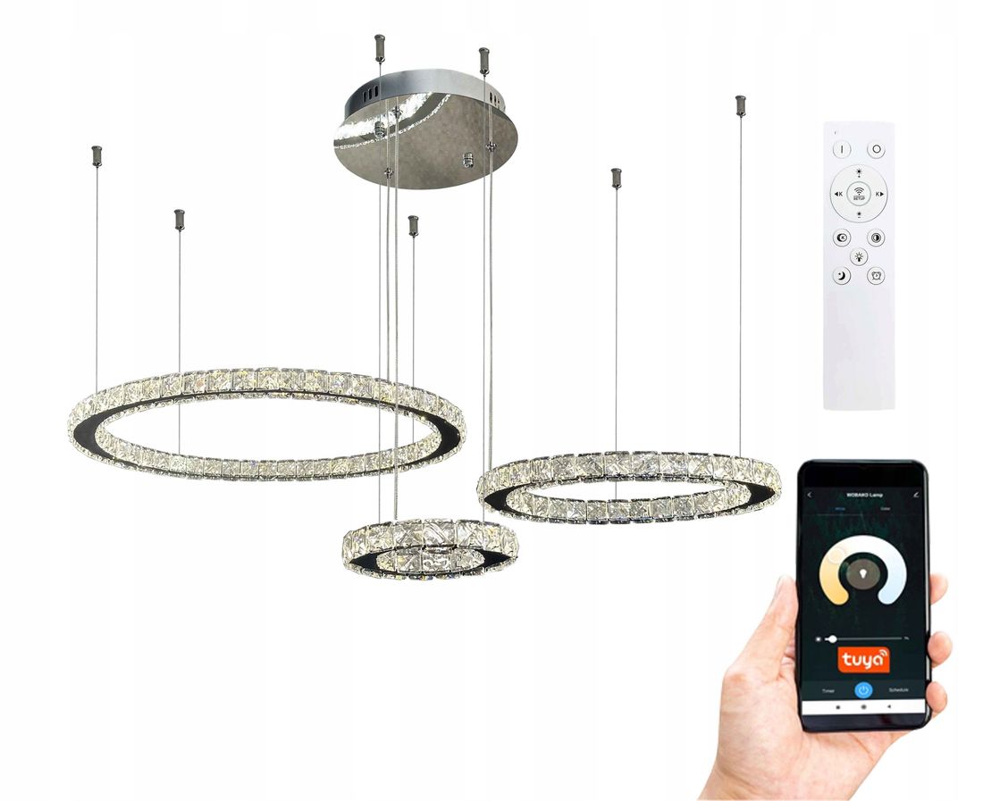 Lampa wisząca LED ring 30 50 70cm kryształowa koła ERLI pl