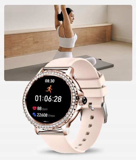 Smartwatch Zegarek Damski Polskie Menu Rozmowy Ci Nienie Puls Cyrkonie