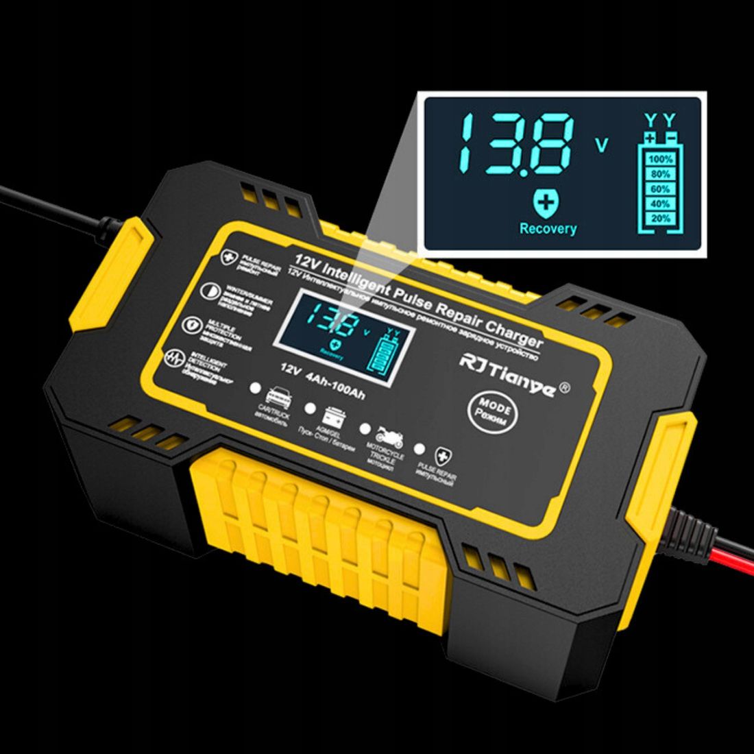 PROSTOWNIK ŁADOWARKA DO AKUMULATORA LCD 12V 6A ERLI pl