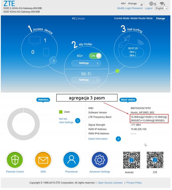 Zte Mf D Domowy Biurowy Router Sim Wifi G Lte Mb S X Agregacja