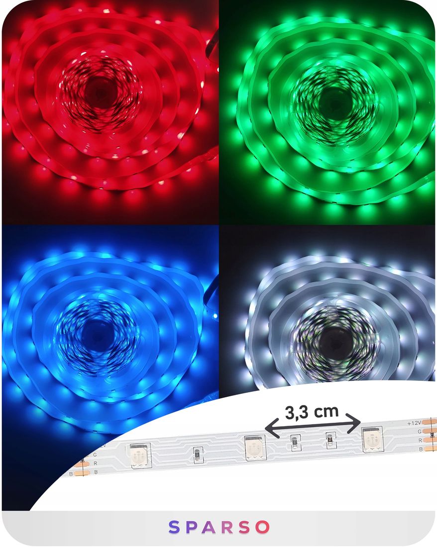 Taśma LED 10M RGB LEDY Pilot APLIKACJA Bluetooth MUZYKA Zestaw 5050 12V