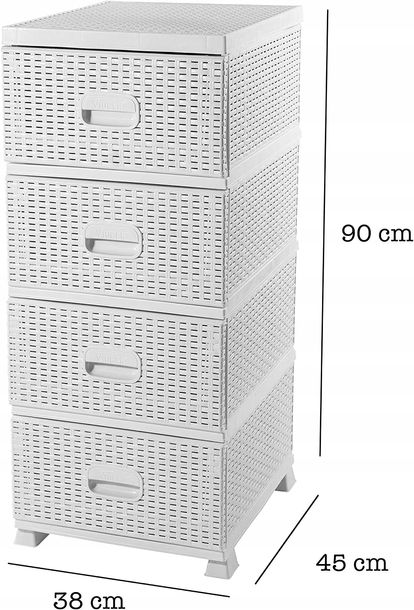 SZAFKA KOMODA REGAŁ 4 SZUFLADY DO ŁAZIENKI RATTAN ERLI pl