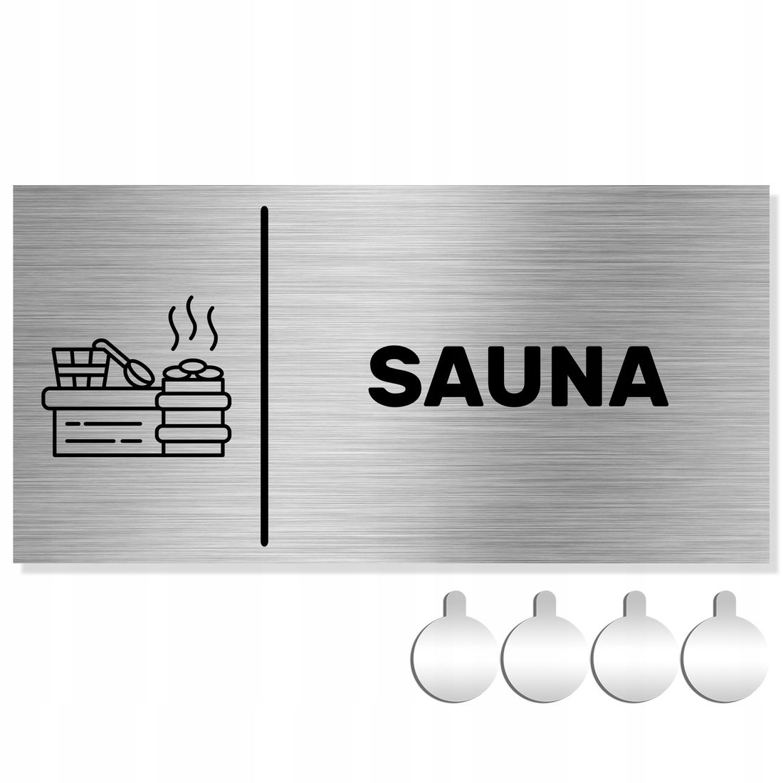 NIERDZEWNA Tabliczka na drzwi ścianę z napisem SAUNA 10x20 Aluminium