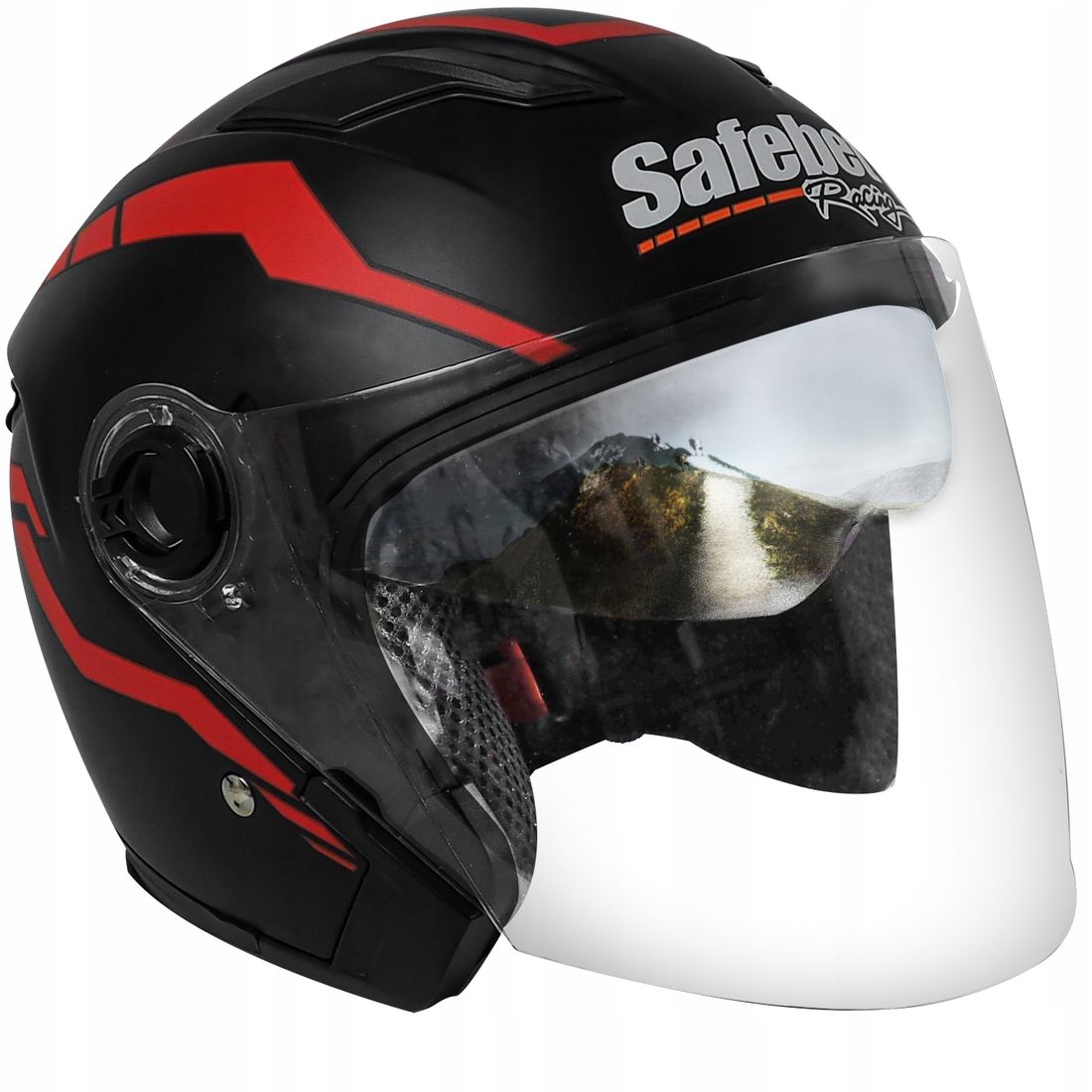 KASK MOTOCYKLOWY OTWARTY CZARNY MAT SKUTER QUAD MOTOR BLENDA XL L M