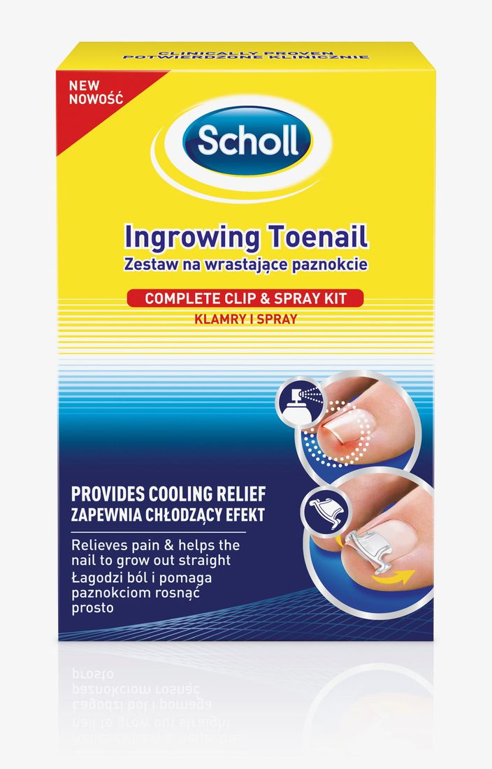 Scholl Ingrowing Toenail Zestaw na wrastające paznokcie klamry i spray