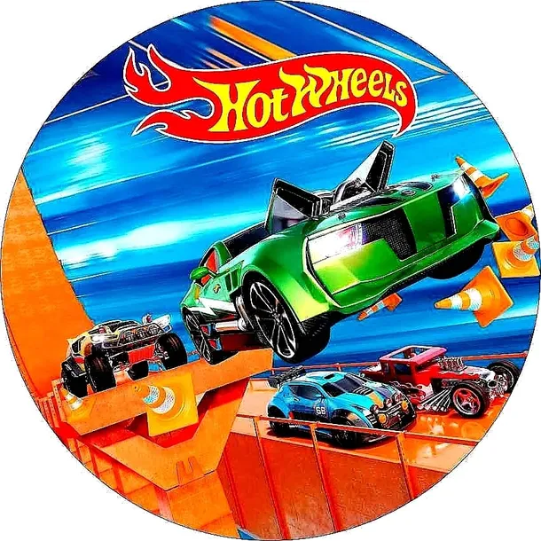 OPŁATEK NA TORT HOT WHEELS OKRĄGŁY GRUBY CM ERLI pl