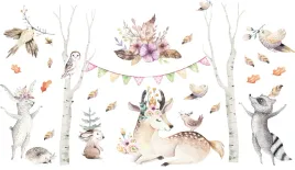 naklejki-dzieciece-dla-dzieci-na-sciane-las-zwierzatka-sarenka-boho-xl