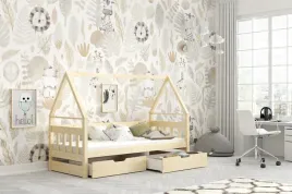lozko-dzieciece-mia-domek-pojedyncze-drewniane-szuflady-materac-gratis