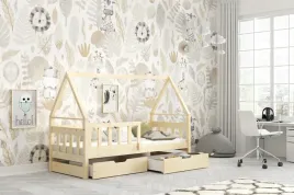 lozko-dzieciece-mia-domek-pojedyncze-drewniane-barierka-materac-gratis
