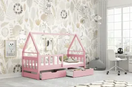 lozko-dzieciece-mia-domek-pojedyncze-drewniane-barierka-materac-gratis