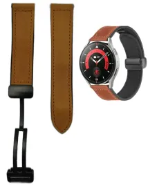 brazowy-hybrydowy-magnetyczny-pasek-opaska-22mm-silikon-skora-do-zegarkow